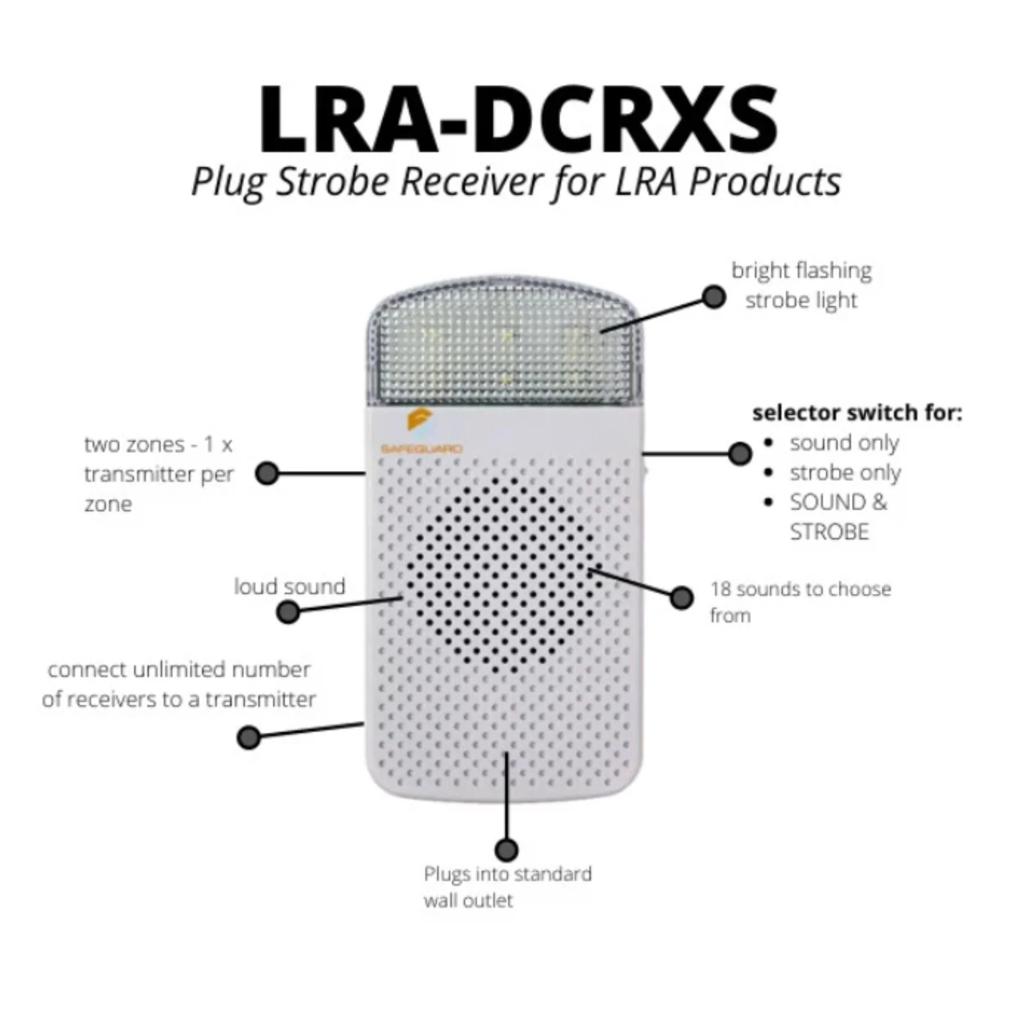 LRA-D10000S Loud Doorbell Plugin Kit with Visual Strobe Alert - Image 5