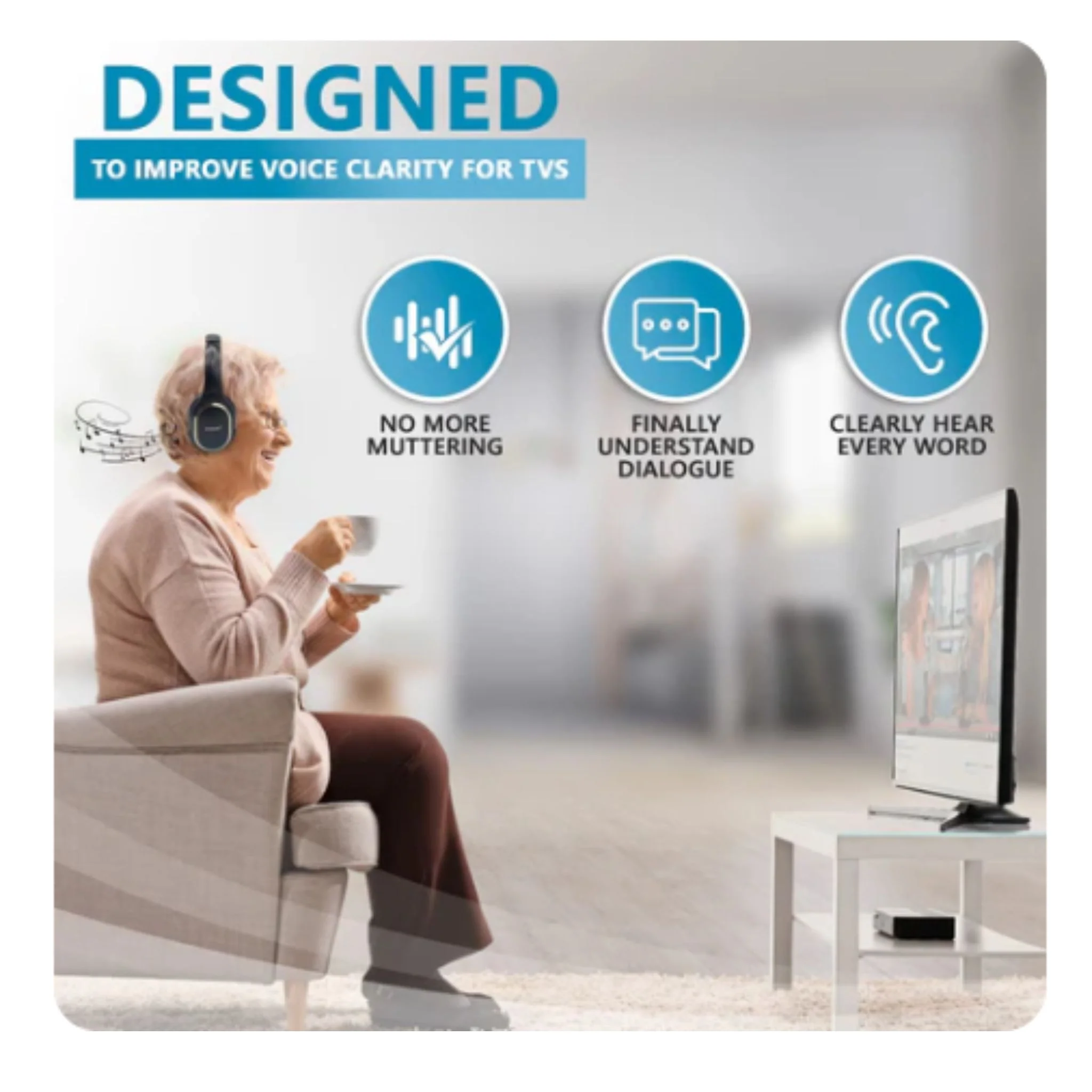 Voice Enhancing TV Headphones - Image 3